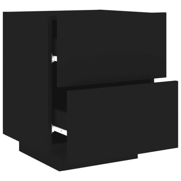 The Living Store sengebord med LED-lys konstrueret træ sort - Natborde
