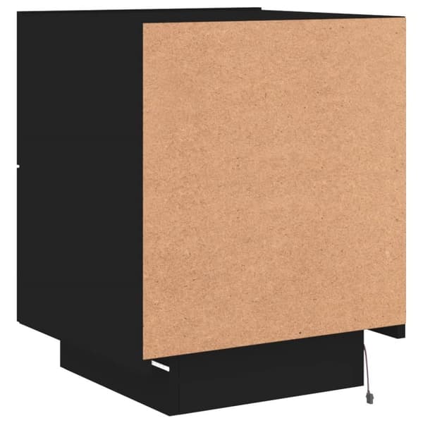 The Living Store sengebord med LED-lys konstrueret træ sort - Natborde