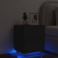 Miniatyrbillede 2 af 11: The Living Store sengebord med LED-lys konstrueret træ sort -  Natborde