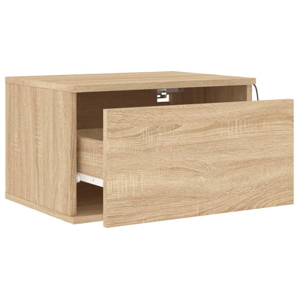 The Living Store Väggmonterade sängbord med LED-lampor 2 st sonoma-ek - Nattduksbord