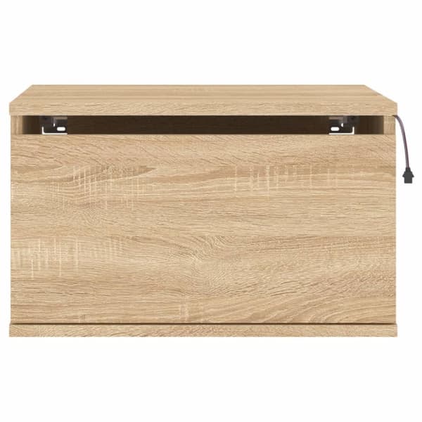 The Living Store Väggmonterade sängbord med LED-lampor 2 st sonoma-ek -  Nattduksbord