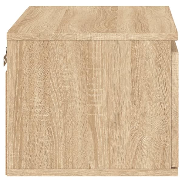 The Living Store Väggmonterade sängbord med LED-lampor 2 st sonoma-ek - Nattduksbord