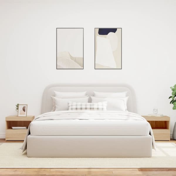 The Living Store sengeborde 2 stk. med LED-lys 50x40x45 cm sonoma-eg - Natborde