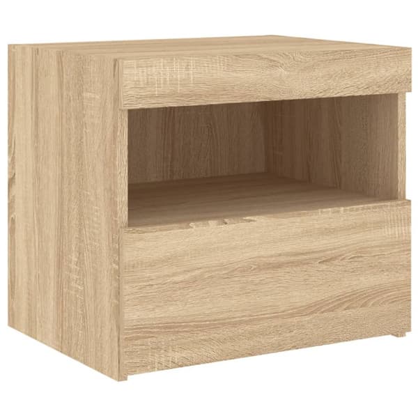The Living Store sengeborde 2 stk. med LED-lys 50x40x45 cm sonoma-eg - Natborde