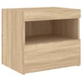 Miniatyrbillede 8 af 11: The Living Store sengeborde 2 stk. med LED-lys 50x40x45 cm sonoma-eg -  Natborde