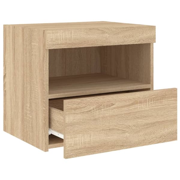 The Living Store sengeborde 2 stk. med LED-lys 50x40x45 cm sonoma-eg - Natborde