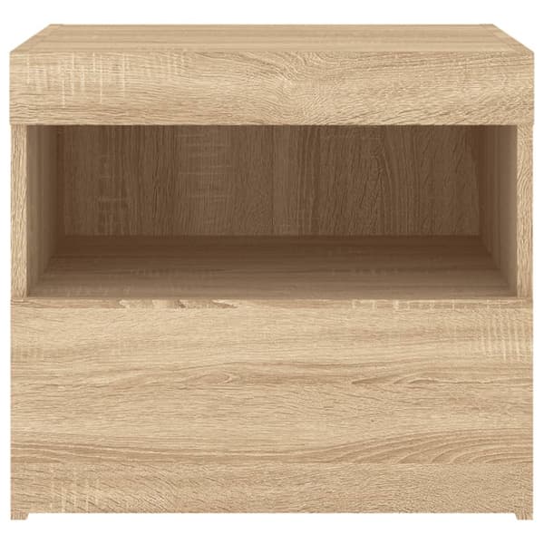The Living Store sengeborde 2 stk. med LED-lys 50x40x45 cm sonoma-eg - Natborde