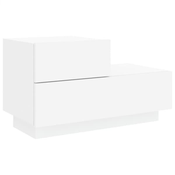 The Living Store sengebord med LED-lys 70x36x40,5 cm hvid - Natborde