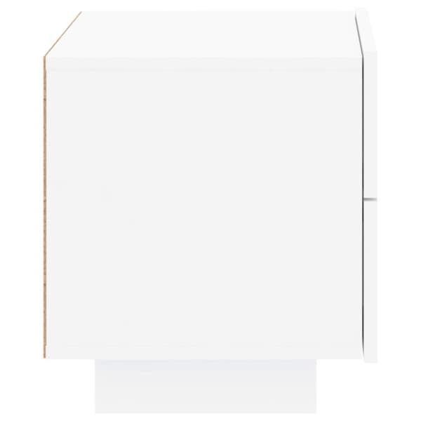 The Living Store sengebord med LED-lys 70x36x40,5 cm hvid - Natborde