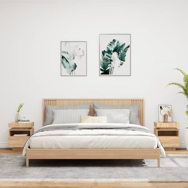 The Living Store Sängbord med LED-belysning 2 st sonoma-ek 40x39x48,5 cm -  Nattduksbord
