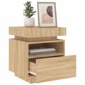 Miniatyrbild 5 av 11: The Living Store Sängbord med LED-belysning 2 st sonoma-ek 40x39x48,5 cm -  Nattduksbord