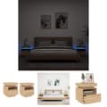 Miniatyrbild 1 av 11: The Living Store Sängbord med LED-belysning 2 st sonoma-ek 40x39x48,5 cm -  Nattduksbord