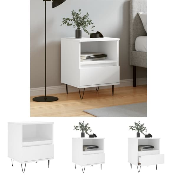 The Living Store sengebord 40x35x50 cm konstrueret træ hvid -  Natborde