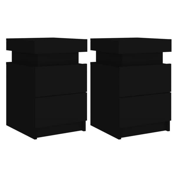 The Living Store Sängbord med LED-lampor 2 st svart 35x39x55 cm - Nattduksbord