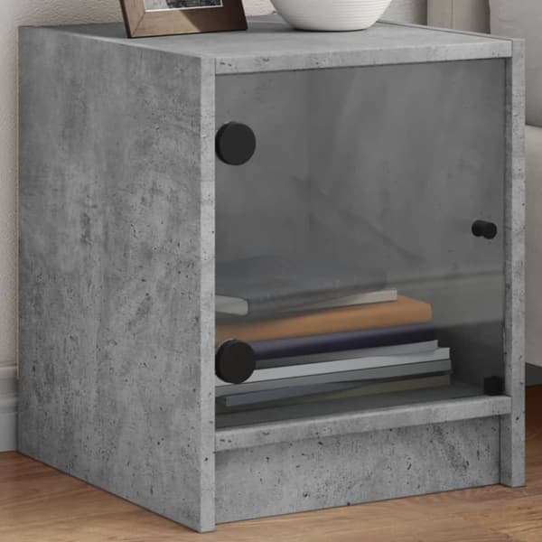 The Living Store Sängskåp med glasdörrar 2 st betonggrå 35x37x42 cm -  Nattduksbord