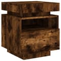 Miniatyrbillede 6 af 11: The Living Store sengebord med LED-lys 40x39x48,5 cm røget egetræsfarve -  Natborde