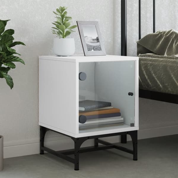 The Living Store sengebord med glaslåger 35x37x50 cm hvid -  Natborde