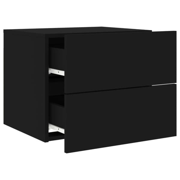 The Living Store væghængt sengebord med LED-lys sort -  Natborde