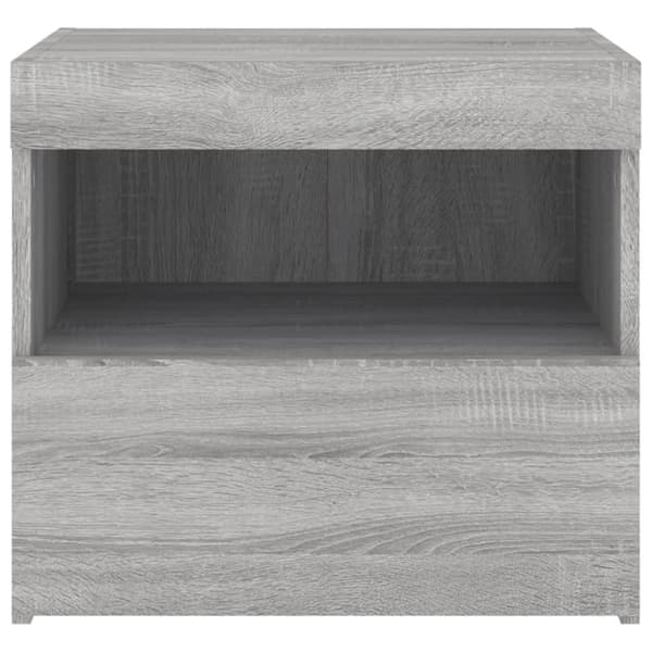 The Living Store sengebord med LED-lys 50x40x45 cm grå sonoma-eg - Natborde