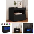 Miniatyrbillede 1 af 11: The Living Store sengebord med LED-lys 50x40x45 cm sort -  Natborde