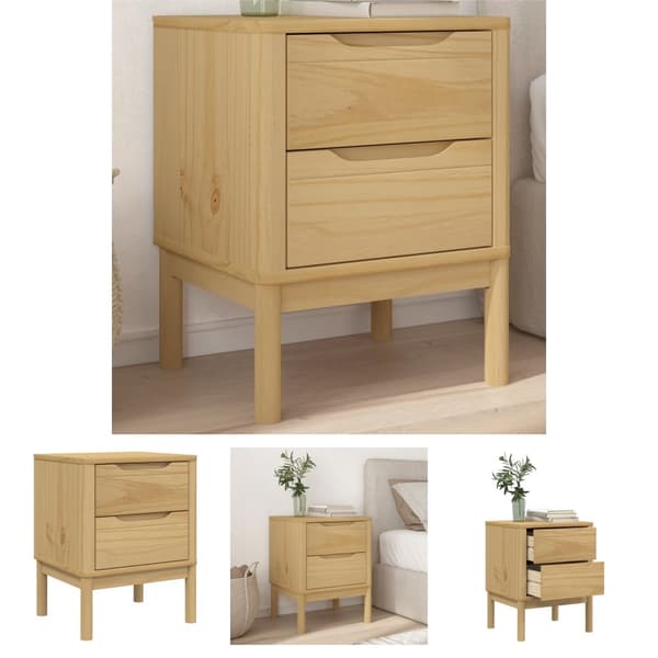 The Living Store sengebord 45x39x57 cm massivt fyrretræ gyldenbrun - Natborde