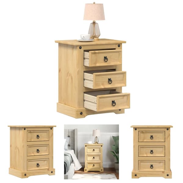The Living Store sengebord Corona 53x39x66 cm massivt fyrretræ -  Natborde