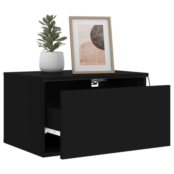 The Living Store væghængt sengebord med LED-lys sort -  Natborde