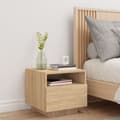 Miniatyrbillede 4 af 11: The Living Store sengebord med LED-lys 40x39x37 cm sonoma-eg -  Natborde
