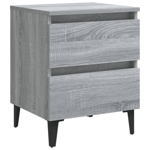 Natborde - Living sengebord med metalben 40x35x50 cm grå sonoma-eg
