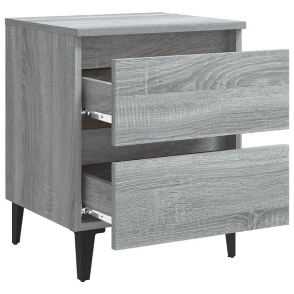 Natborde - Living sengebord med metalben 40x35x50 cm grå sonoma-eg