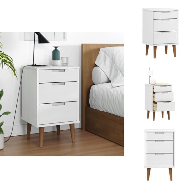 Natborde - Living sengebord MOLDE 40x35x65 cm massivt fyrretræ hvid