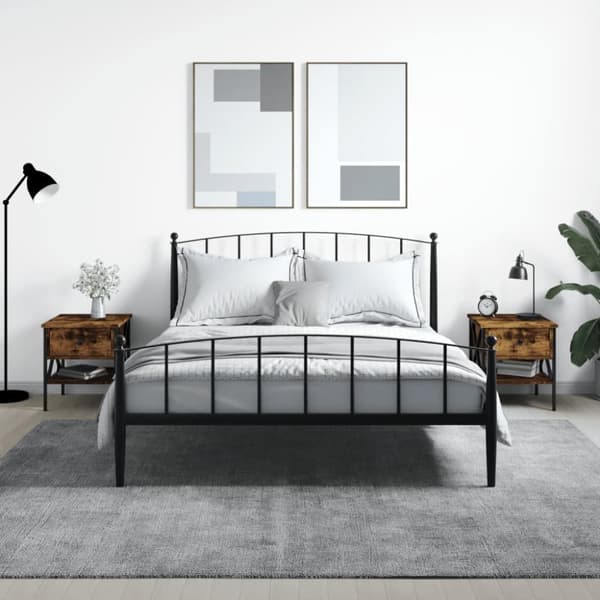 Natborde - Living sengeborde 2 stk. 40x42x45 cm konstrueret træ røget egetræ