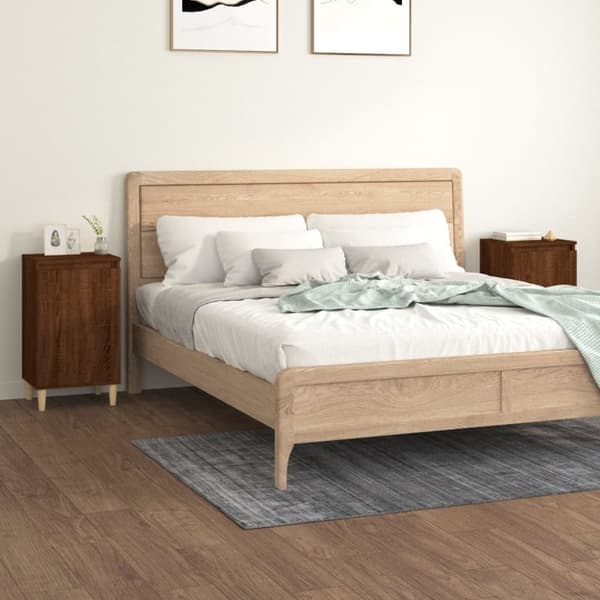 Yöpöydät - Living Yöpöydät 2 kpl ruskea tammi 40x35x70 cm tekninen puu