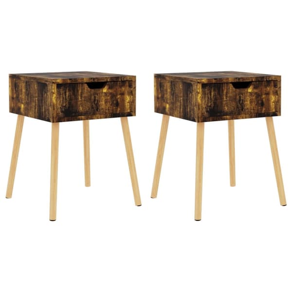Natborde - Living sengeborde 2 stk. 40x40x56 cm spånplade røget eg