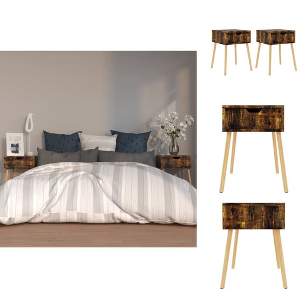Natborde - Living sengeborde 2 stk. 40x40x56 cm spånplade røget eg