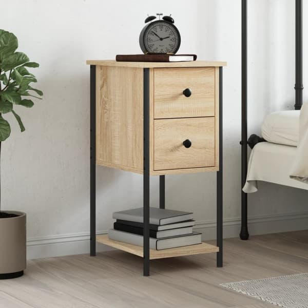 Natborde - Living sengebord 32x42x70 cm konstrueret træ sonoma-eg