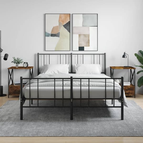 Natborde - Living sengeborde 2 stk. 50x41x65 cm konstrueret træ røget egetræ
