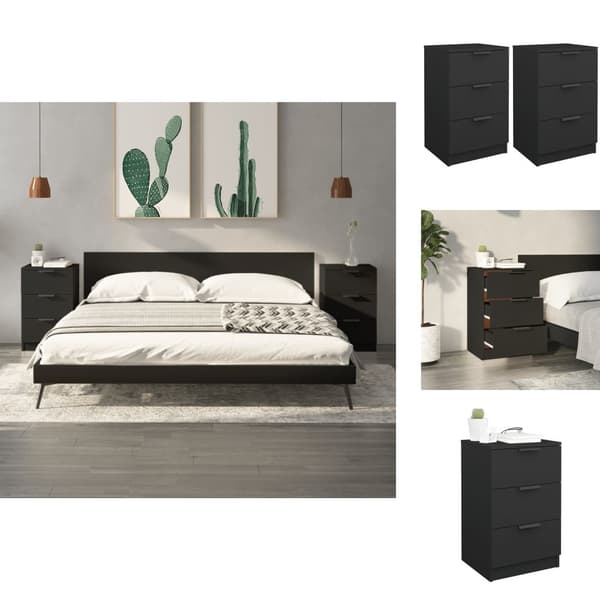 Natborde - Living sengeborde 2 stk. 40x36x65 cm sort