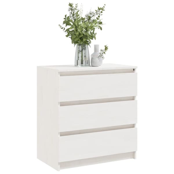 Natborde - Living sengeskab 60x36x64 cm massivt fyrretræ hvid
