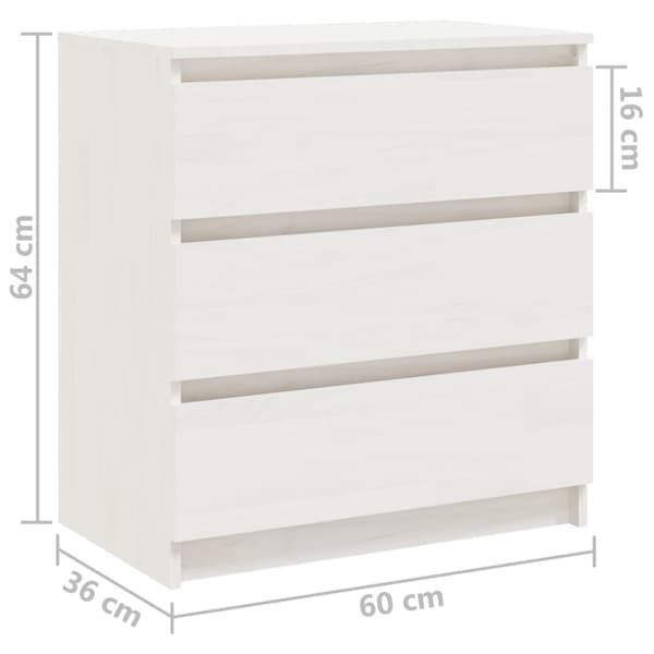 Natborde - Living sengeskab 60x36x64 cm massivt fyrretræ hvid