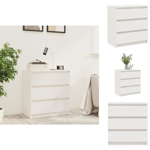 Natborde - Living sengeskab 60x36x64 cm massivt fyrretræ hvid