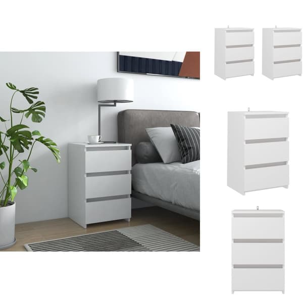 Nattduksbord - Living Sängbord 2 st vit 40x35x62,5 cm konstruerat trä
