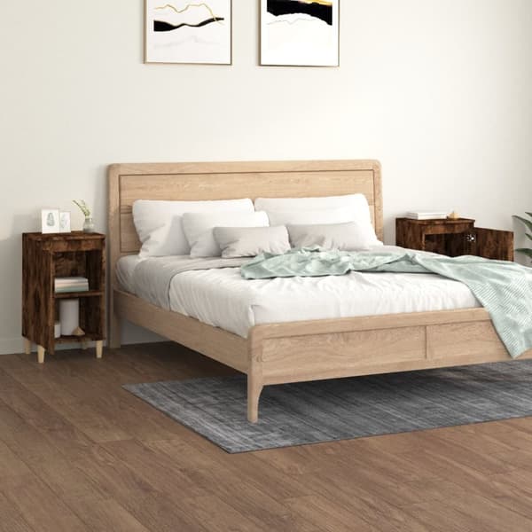 Natborde - Living sengeborde 2 stk. 40x35x70 cm konstrueret træ røget egetræ