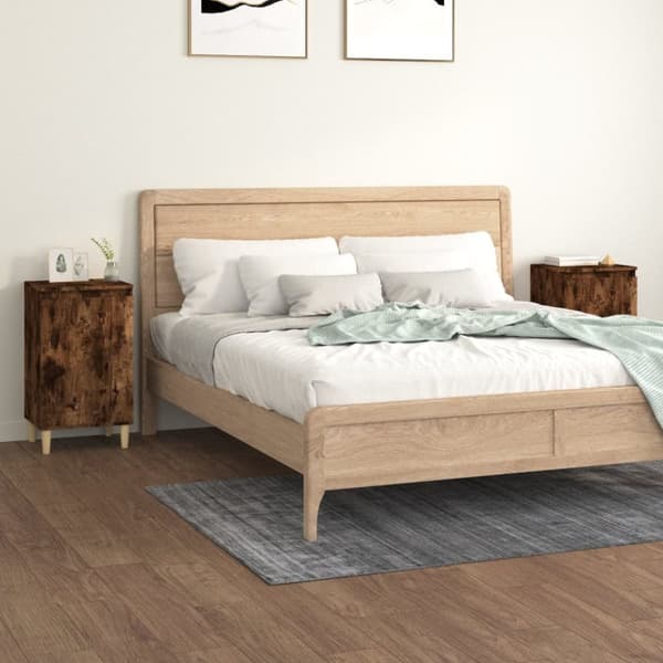 Natborde - Living sengeborde 2 stk. 40x35x70 cm konstrueret træ røget egetræ