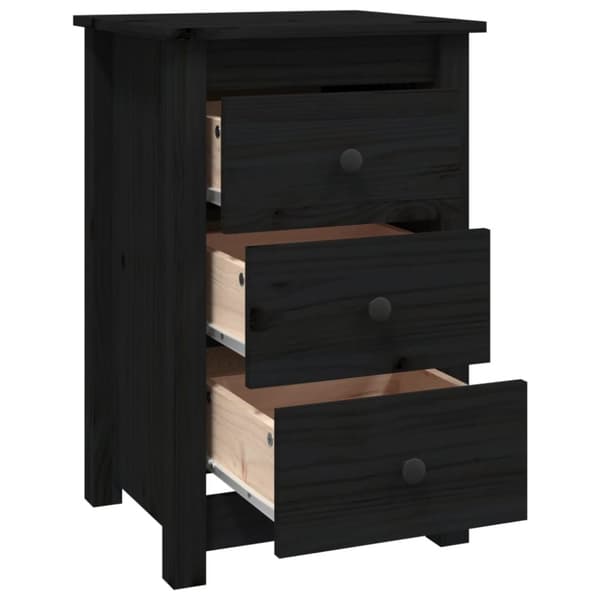 Natborde - Living sengeborde 2 stk. 40x35x61,5 cm massivt fyrretræ sort