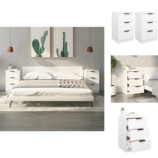 Natborde - Living sengeborde 2 stk. 40x36x65 cm hvid