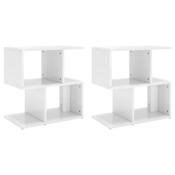 Natborde - Living sengeskabe 2 stk. 50x30x51,5 cm spånplade hvid højglans