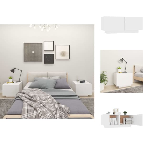 Natborde - Living sengeskab 100x35x40 cm konstrueret træ hvid