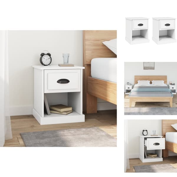 Nattduksbord - Living Sängbord 2 st vit 39x39x47,5 cm konstruerat trä
