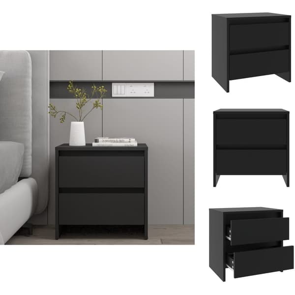 Natborde - Living sengebord 45x34,5x44,5 cm konstrueret træ sort